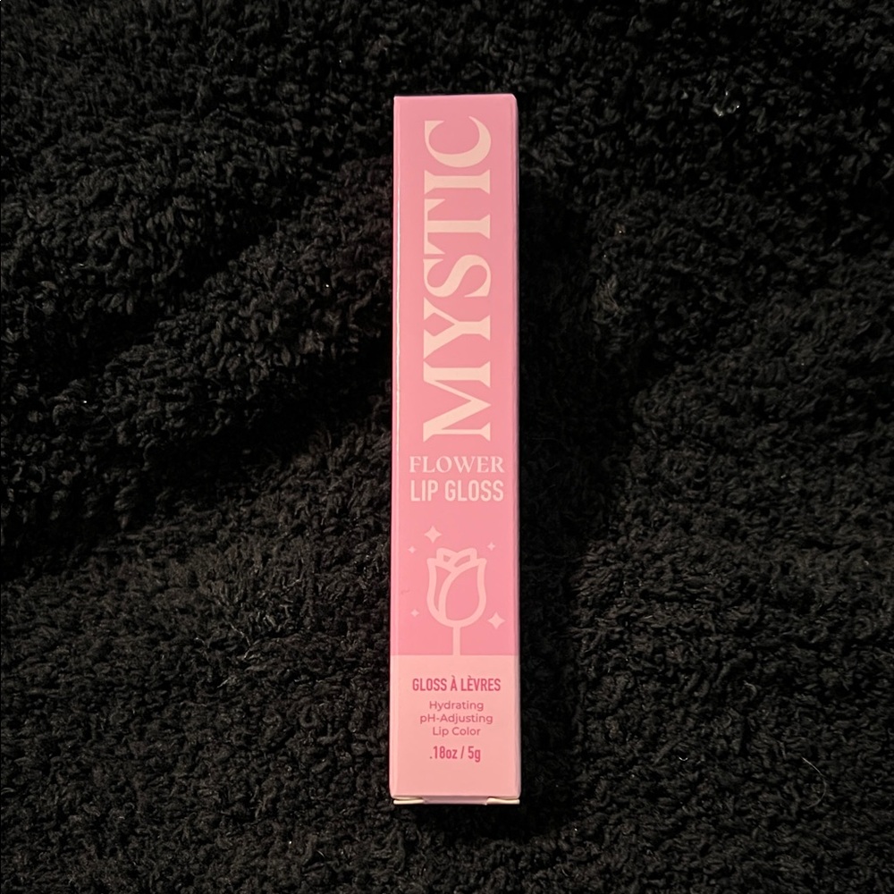 Mystic Pink Flower Lip Gloss- each container has a rose and gold leaf